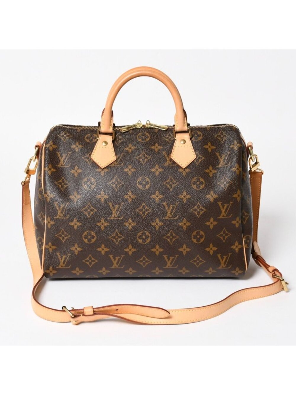 Louis Vuitton Monogram Speedy Bandouliere 30 Handbag Brown Gold